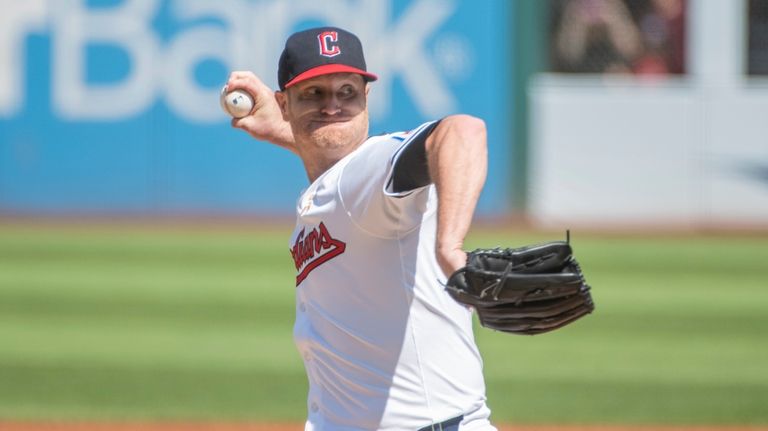 Cleveland Guardians starting pitcher Alex Cobb delivers against the Pittsburgh...