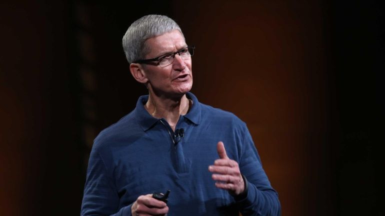 Apple chief executive Tim Cook speaks during Apple's much-anticipated special...