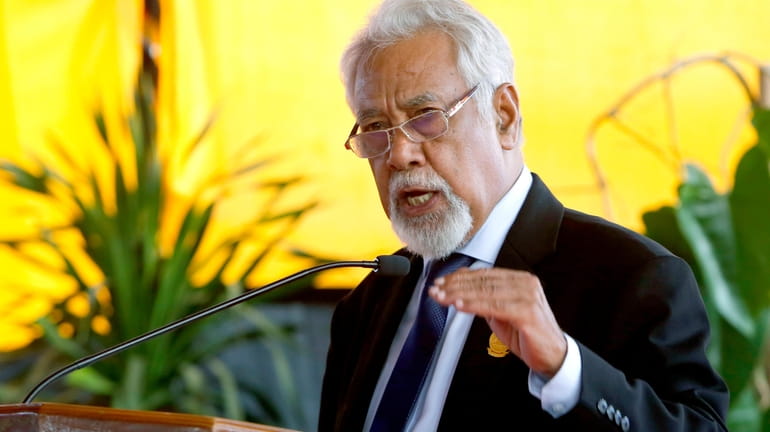 New East Timorese Prime Minister Xanana Gusmao delivers a speech...