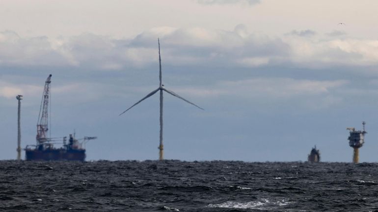 The first operating South Fork Wind farm turbine, Thursday, Dec....