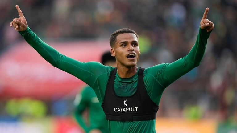 Bolivia's Enzo Monteiro celebrates after scoring his side's fourth goal...