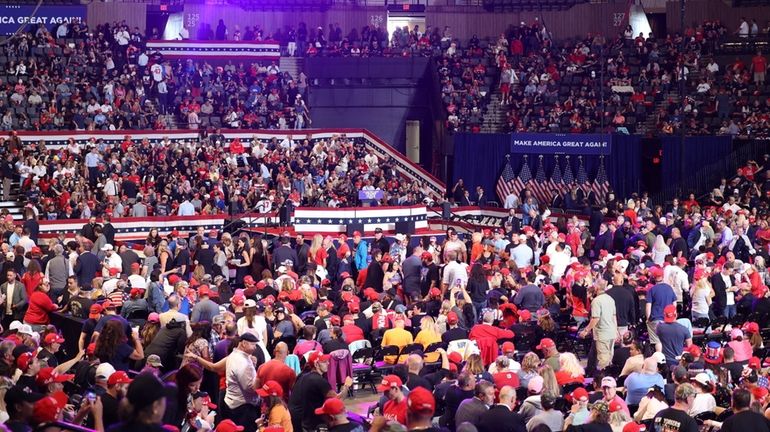 Crowds at the Trump rally at Nassau Coliseum in Uniondale...