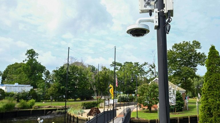 A security camera on a pole inside Grangabel Park in...