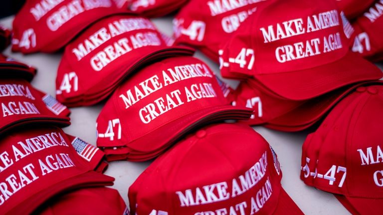 Merchandise is pictured before a campaign rally for Republican presidential...