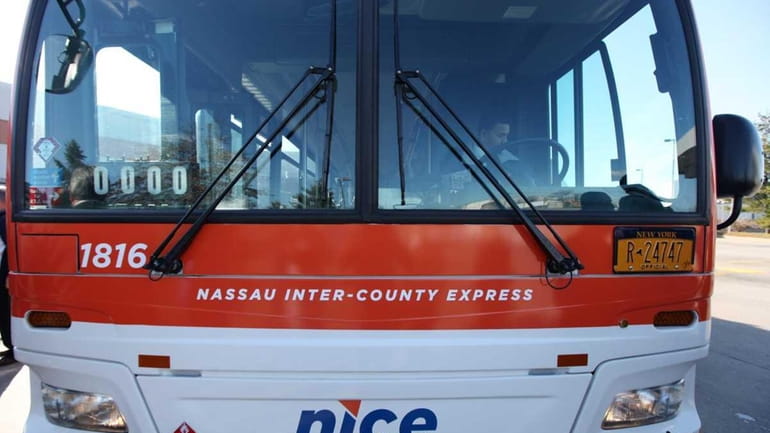 A new Nassau Inter-County Express (NICE) bus in Garden City....