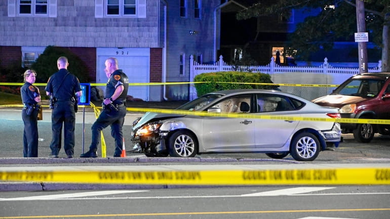 Suffolk County police on scene of a fatal crash at...
