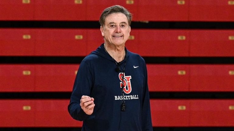 St. John's head coach Rick Pitino coaches his team during...