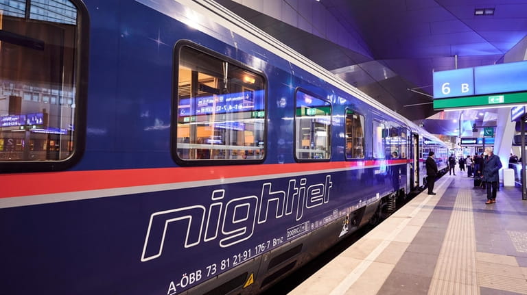 This image released by ÖBB shows a Nightjet sleeper train...