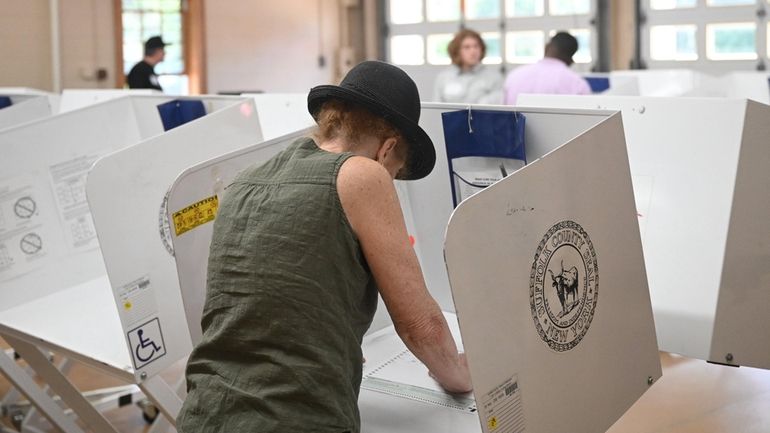 Primary day at the Mastic Beach firehouse on Tuesday.