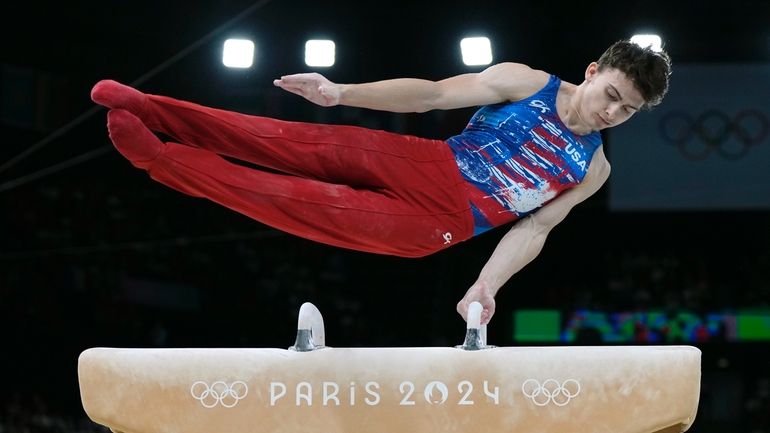 Stephen Nedoroscik, of United States, competes on the pommel horse...