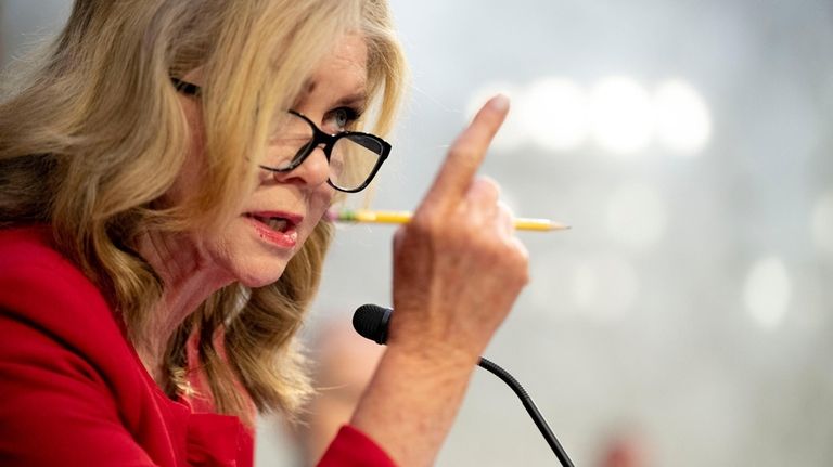 Sen. Marsha Blackburn, R-Tenn., speaks during a Senate Judiciary Committee...