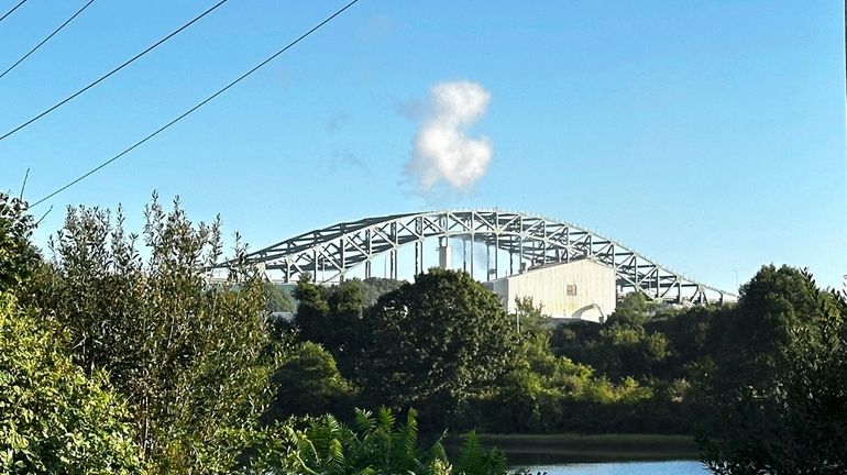 The Piscataqua River Bridge is shown in Portsmouth, N.H. after...