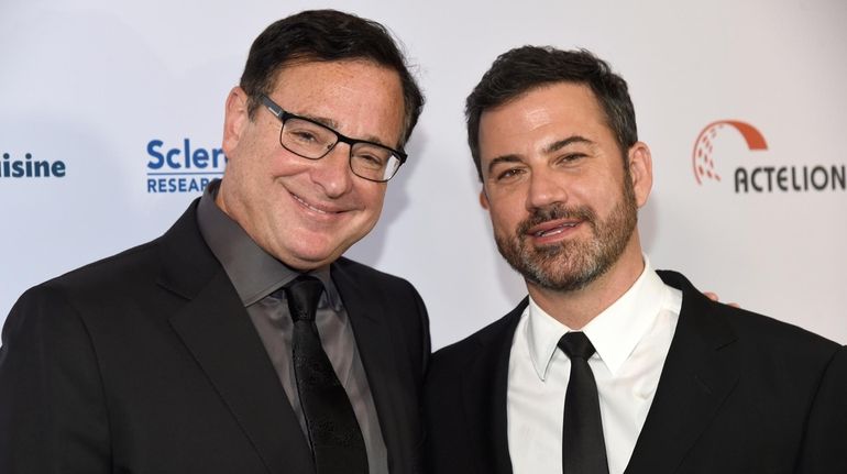 Bob Saget, left, and Jimmy Kimmel attend 2017's annual Scleroderma...