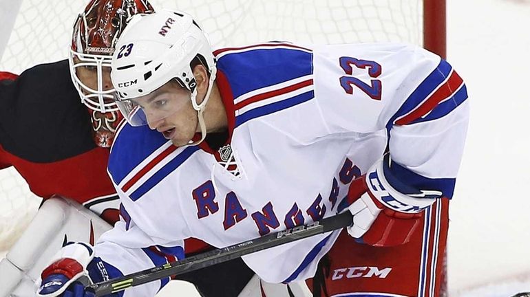 New York Rangers forward Jayson Megna (23) attempts a tip-in...