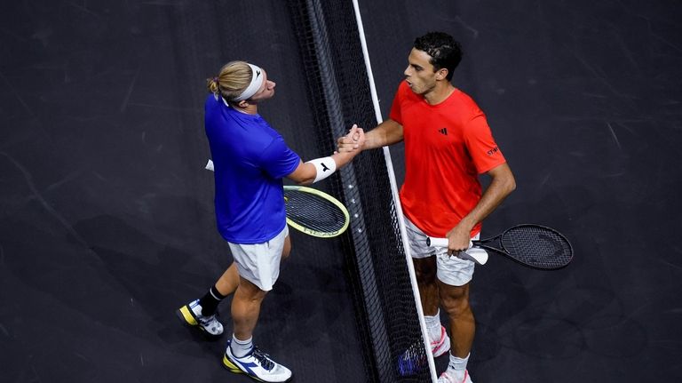 Team Europe's Alejandro Davidovich Fokina, left, and Team World's Francisco...