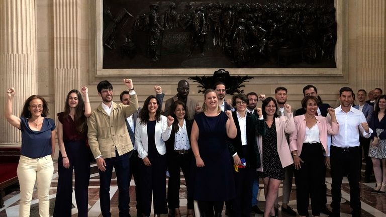 The group of elected parliament members of the far-left La...