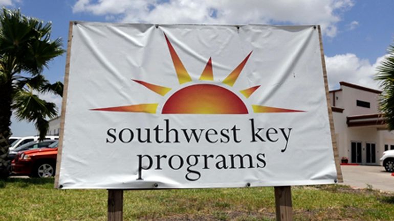 A Southwest Key Programs sign is displayed on June 20,...