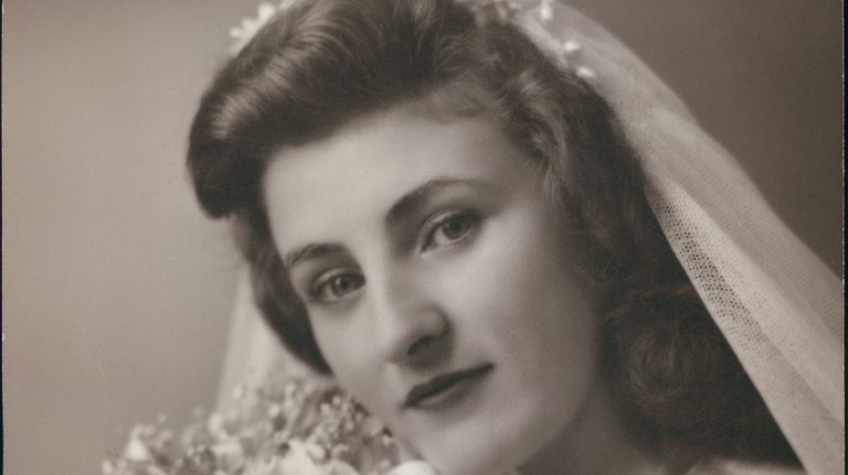 Bernadette Sharkey in her 1947 wedding photo.