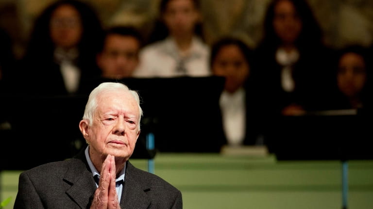 Former President Jimmy Carter teaches Sunday School class at Maranatha...