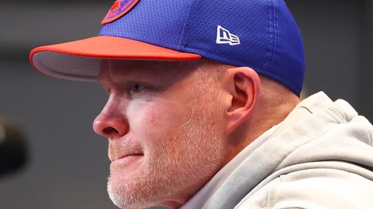 Buffalo Bills head coach Sean McDermott answers questions during a...