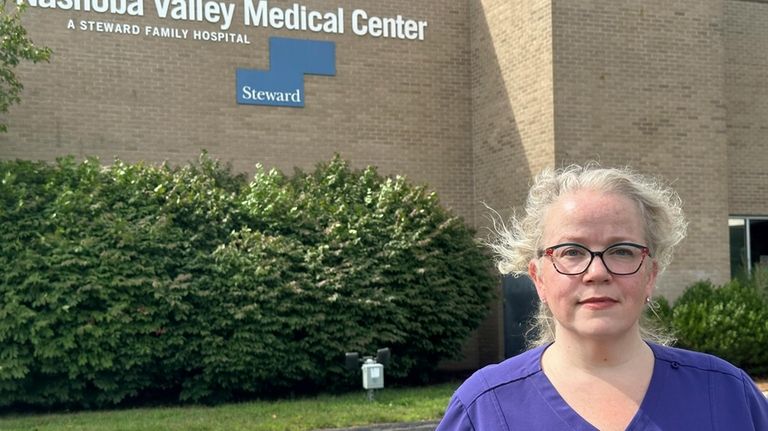 Christina Hernon, an emergency physician, stands outside the Nashoba Valley...