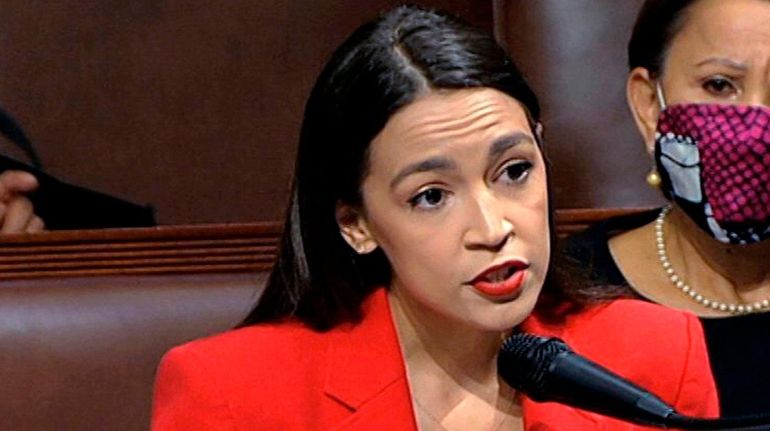 Rep. Alexandria Ocasio-Cortez (D-Bronx/Queens) speaks on the House floor in...