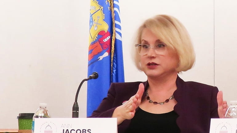 Democrat Ann Jacobs, shown at a Wisconsin Elections Commission meeting...