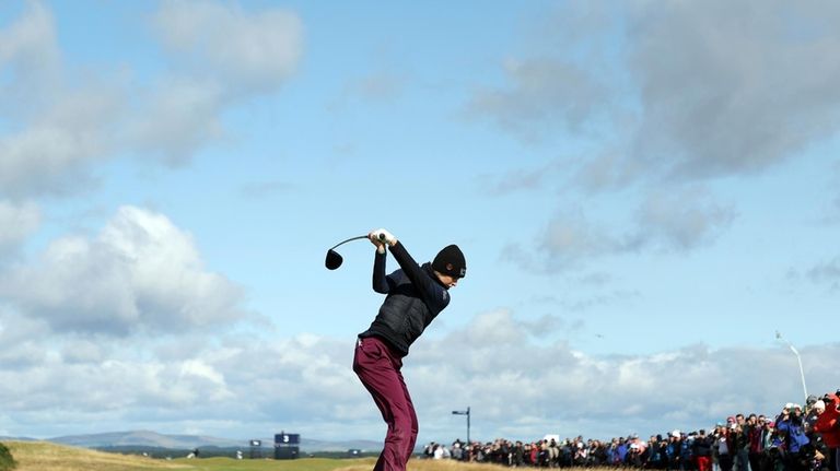 United States' Nelly Korda plays her tee shot on the...