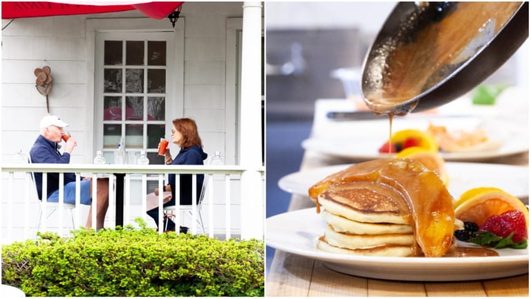 Porch seating and bananas foster pancakes at Sydney's "Taylor" Made...
