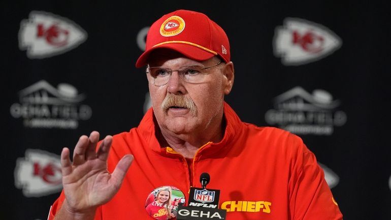 Kansas City Chiefs head coach Andy Reid speaks during a...