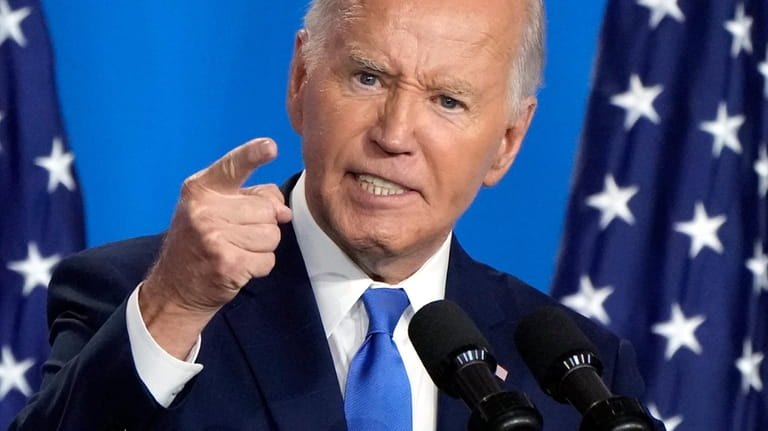 President Joe Biden speaks at a news conference Thursday July...