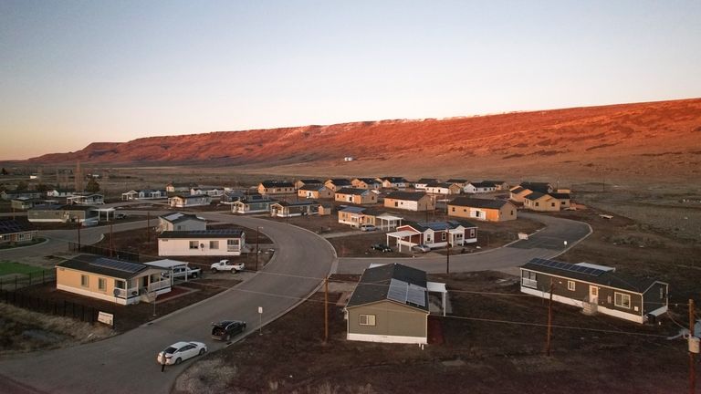 Homes on the Duck Valley Indian Reservation that straddles the...