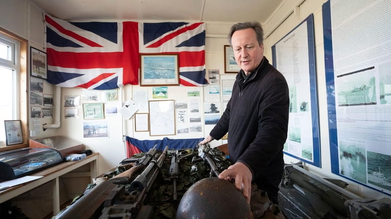 Foreign Secretary Lord David Cameron visits a museum in Goose...
