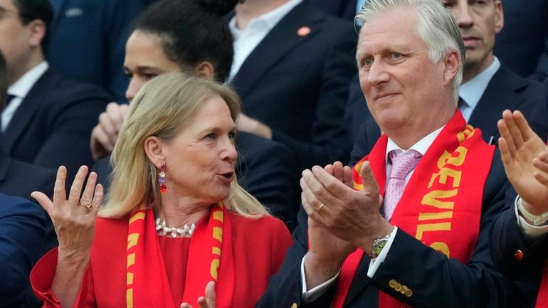 Belgium's King Philippe and Queen Mathilde arrive for a Group...