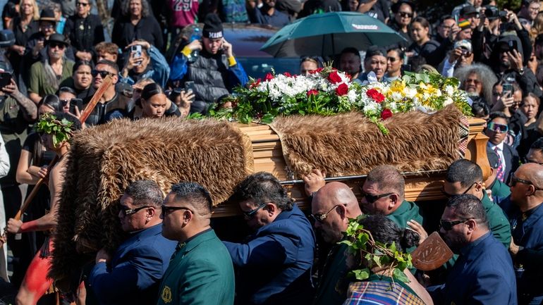 The coffin with the body of New Zealand's Maori King,...