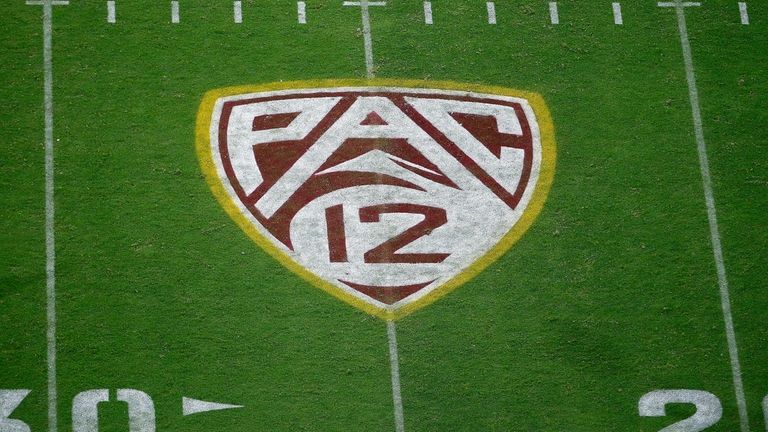 The Pac-12 logo at Sun Devil Stadium during the second...