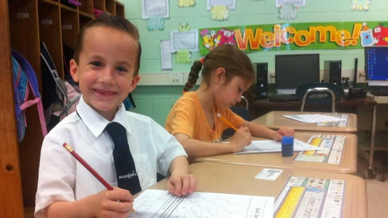 James Funaro in his first-grade class at Nesconset Elementary School...