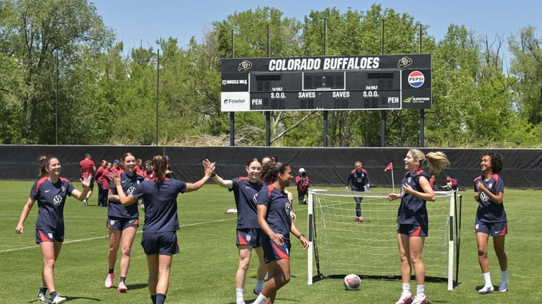 The U.S. women's soccer team practices Tuesday, May 28, 2024,...