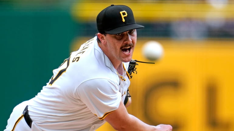 Pittsburgh Pirates starting pitcher Paul Skenes, making his major league...