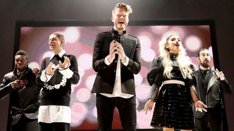 Kevin "K.O." Olusola, left, Mitch Grassi, Scott Hoying, Kirstin Maldonado...