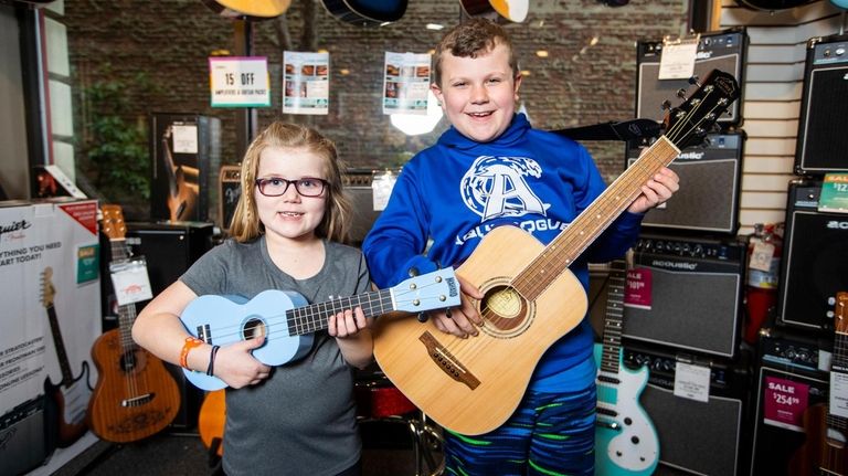 Sophie Stepnoski, 6, and her brother Luke, 9, of Aquebogue...