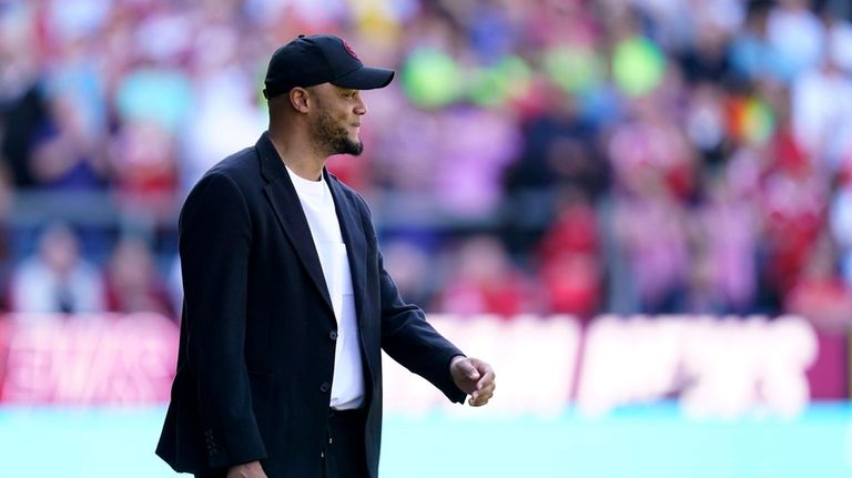 Burnley manager Vincent Kompany looks on, during the English Premier...