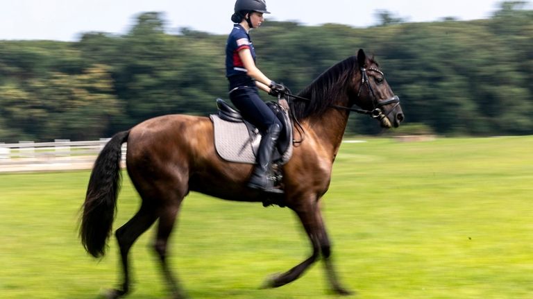 Para-equestrian Genevieve Rohner, during a training session at the Lloyd...