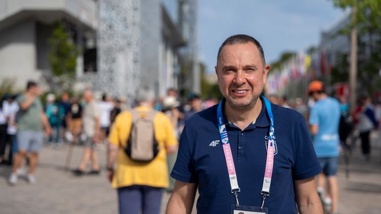 Ukrainian Olympic head Vadym Guttsait poses for a photo at...