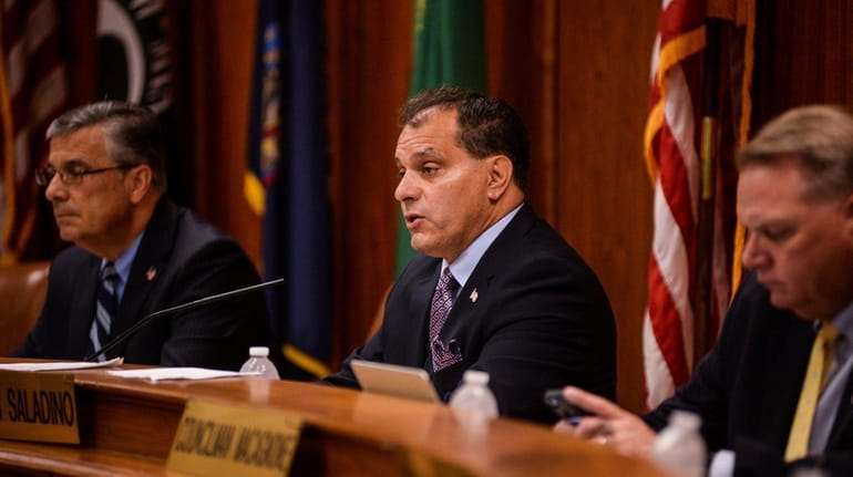 Town of Oyster Bay Supervisor Joseph Saladino speaks during a...