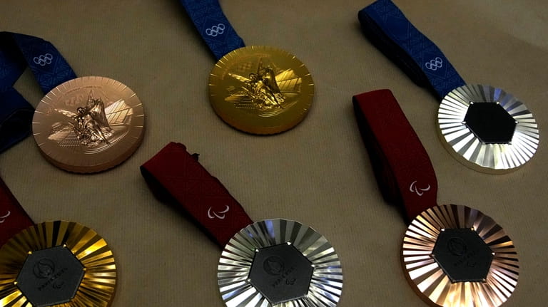 A view of medals for the upcoming 2024 Paris Olympic...