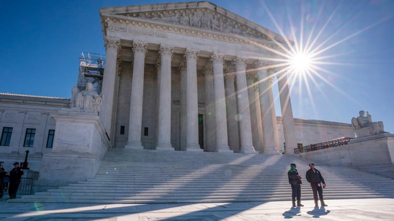 Supreme Court is seen on Capitol Hill in Washington, Monday,...