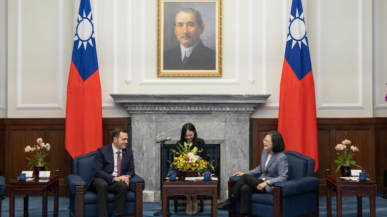 In this photo released by the Taiwan Presidential Office, Taiwan's...