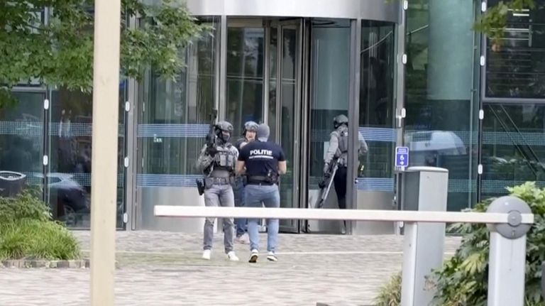 Emergency services attend to the scene at Erasmus Medical Center,...