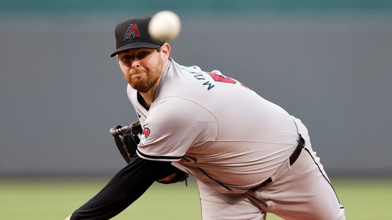 Arizona Diamondbacks pitcher Jordan Montgomery throws from the mound during...